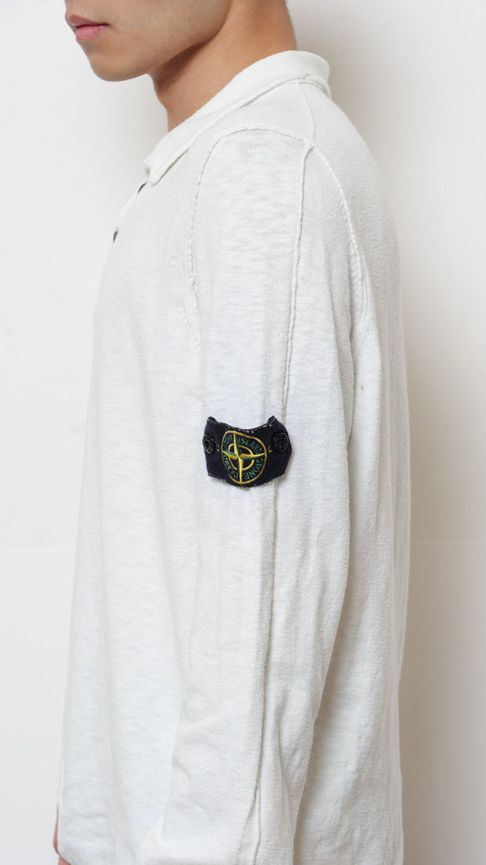 Stone Island white cotton slub longsleeve