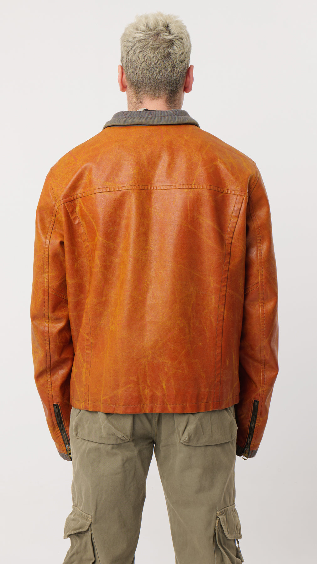 ARMANI 1990s CONTRAST DENIM/LEATHER JACKET (M)