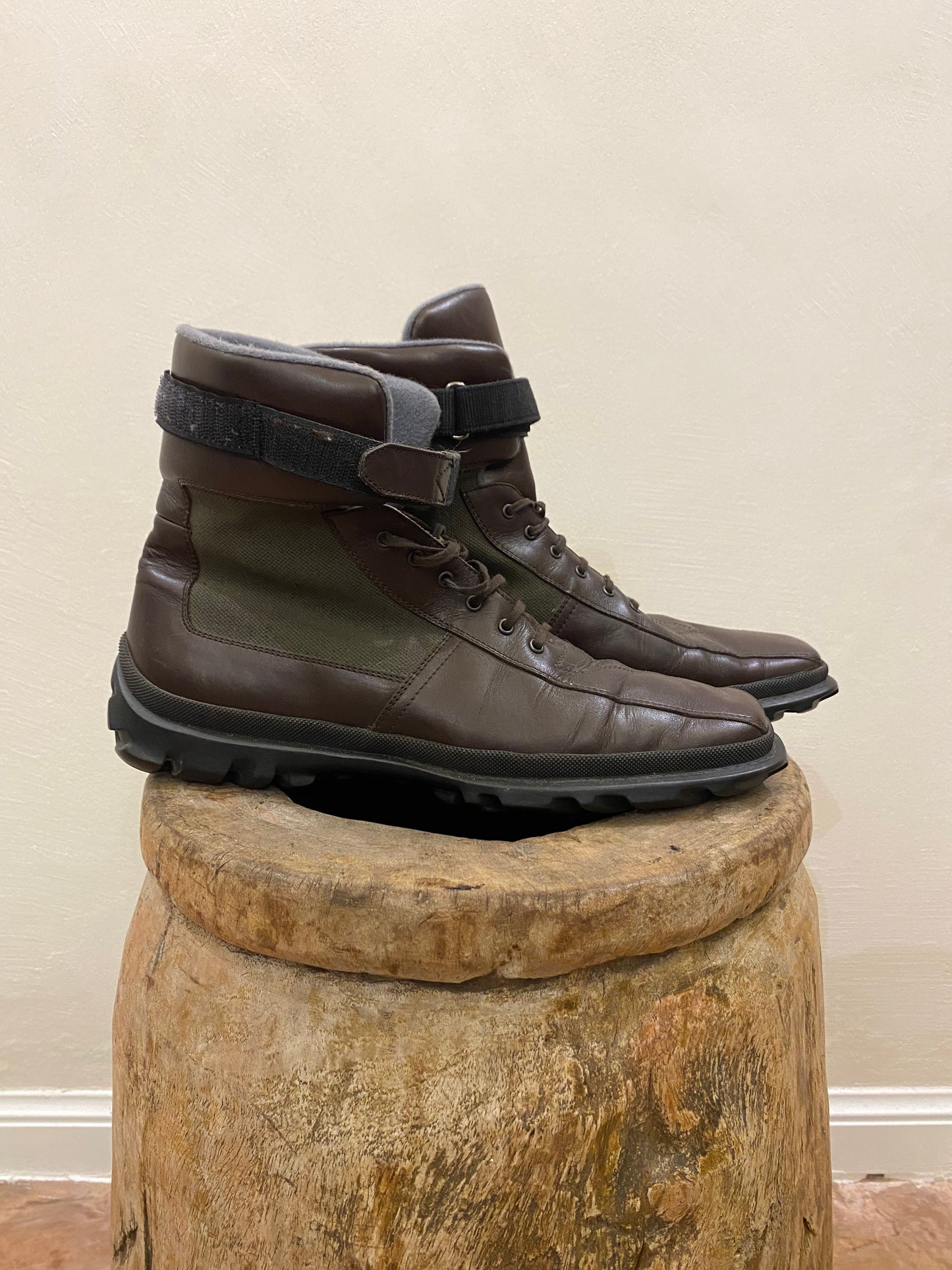1990’s Miu Miu leather/canvas boots