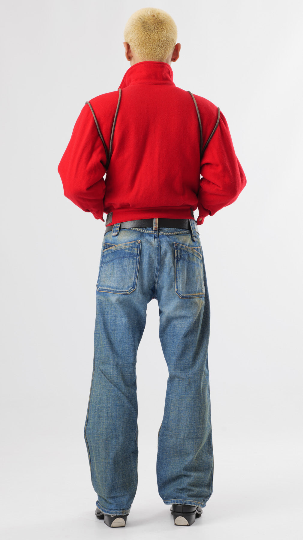 1980’s RED WOOL CROPPED BOMBER JACKET (S/M)