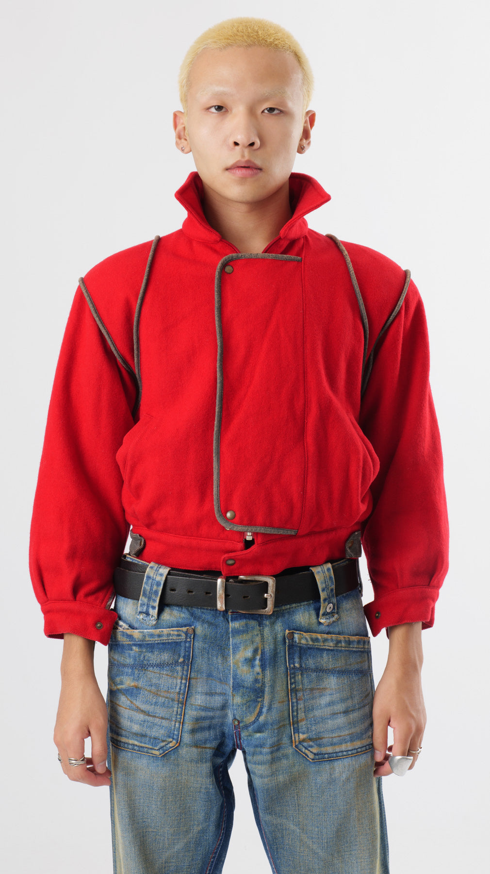 1980’s RED WOOL CROPPED BOMBER JACKET (S/M)
