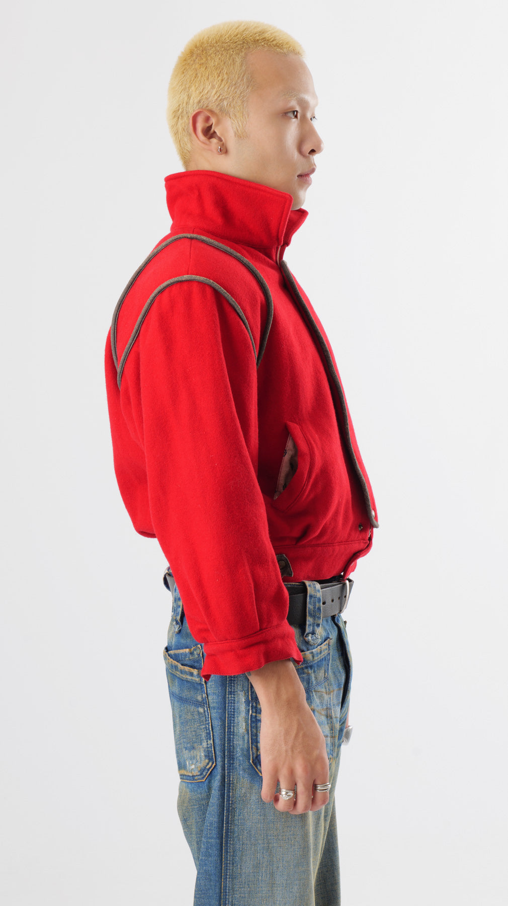1980’s RED WOOL CROPPED BOMBER JACKET (S/M)