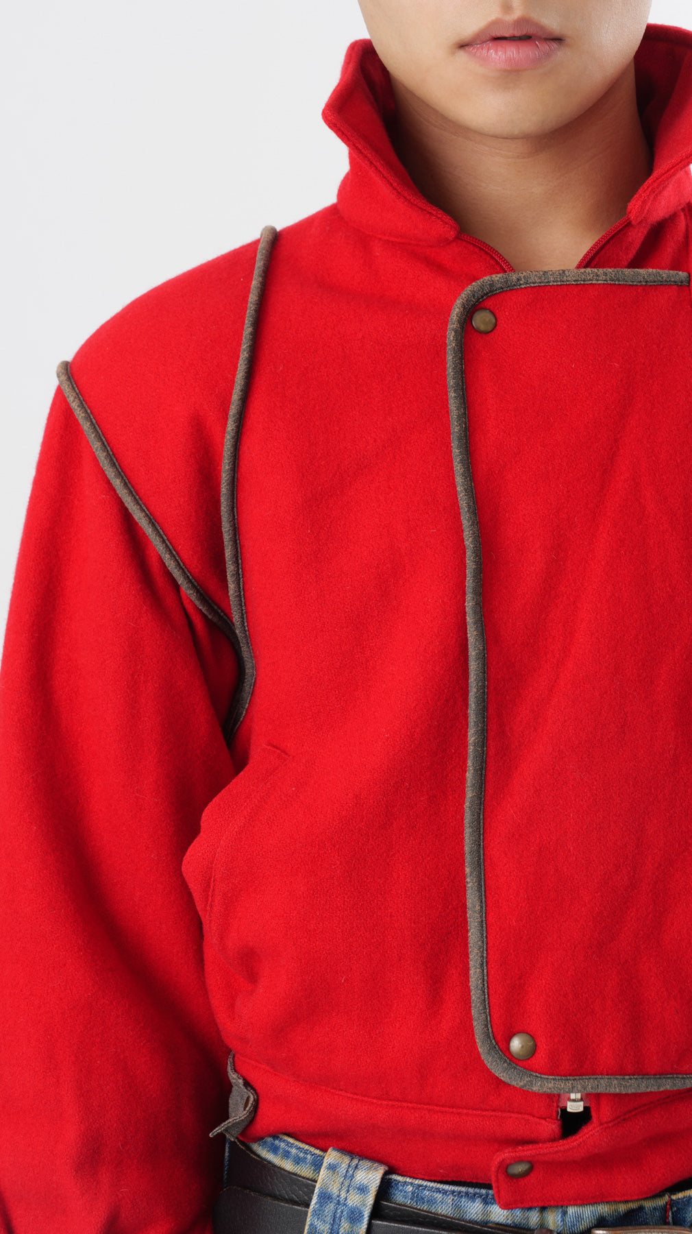 1980’s RED WOOL CROPPED BOMBER JACKET (S/M)