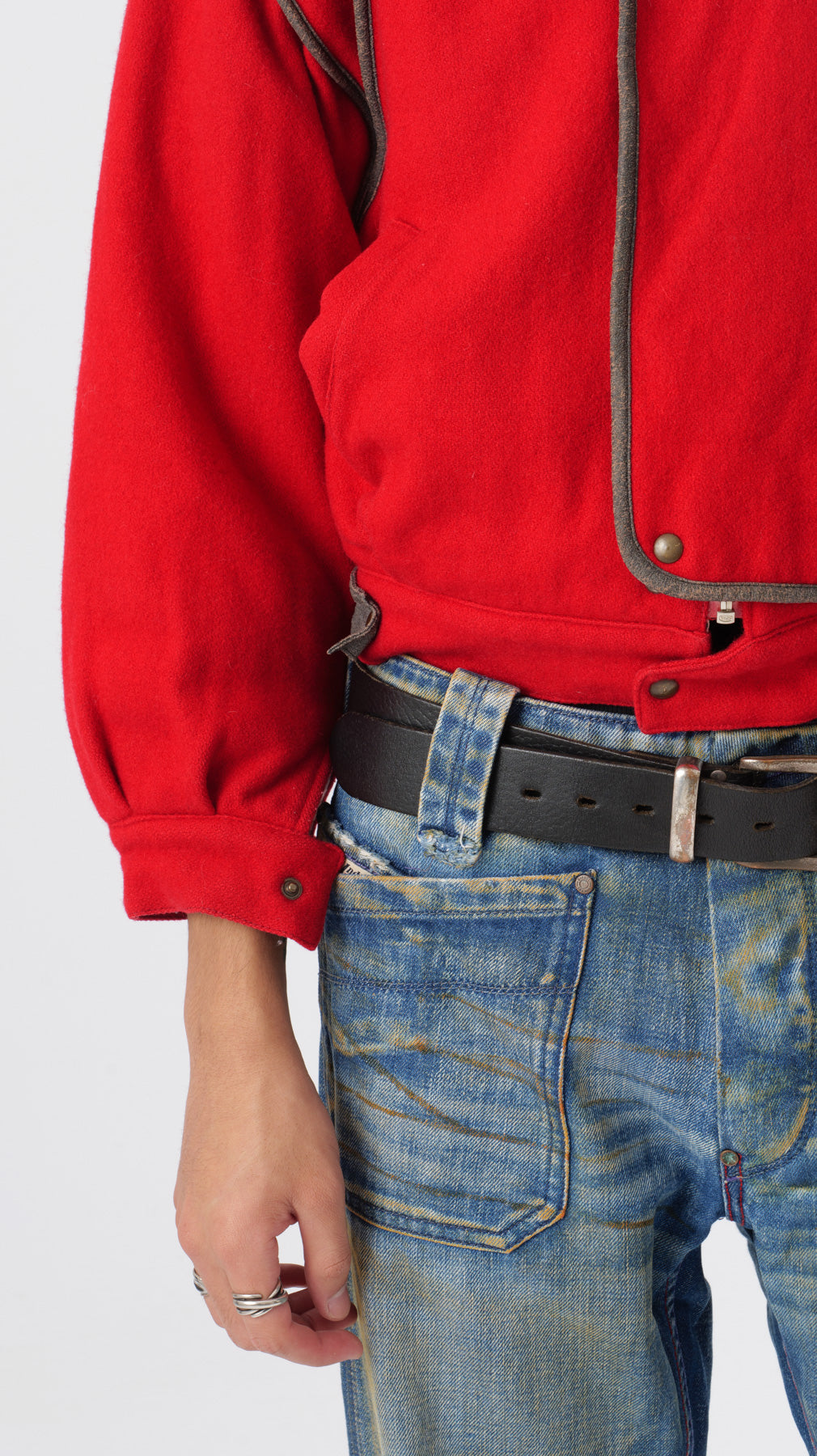 1980’s RED WOOL CROPPED BOMBER JACKET (S/M)