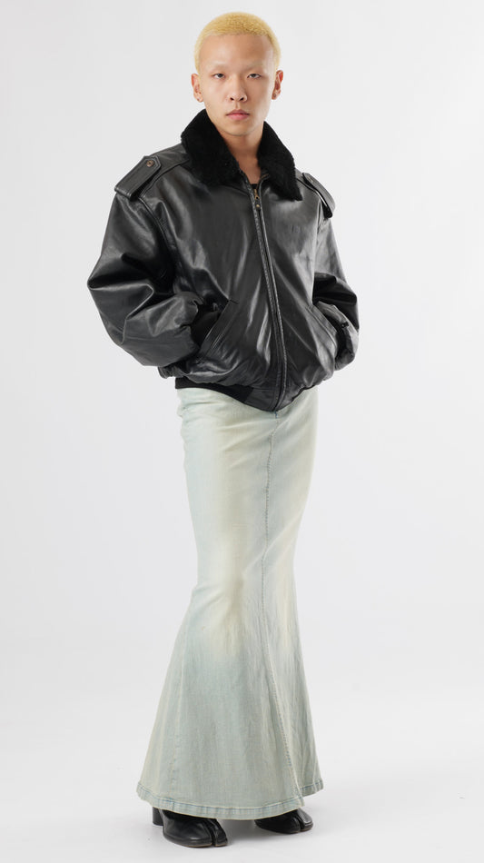 1980s Aviator Leather Cropped Jacket (M)