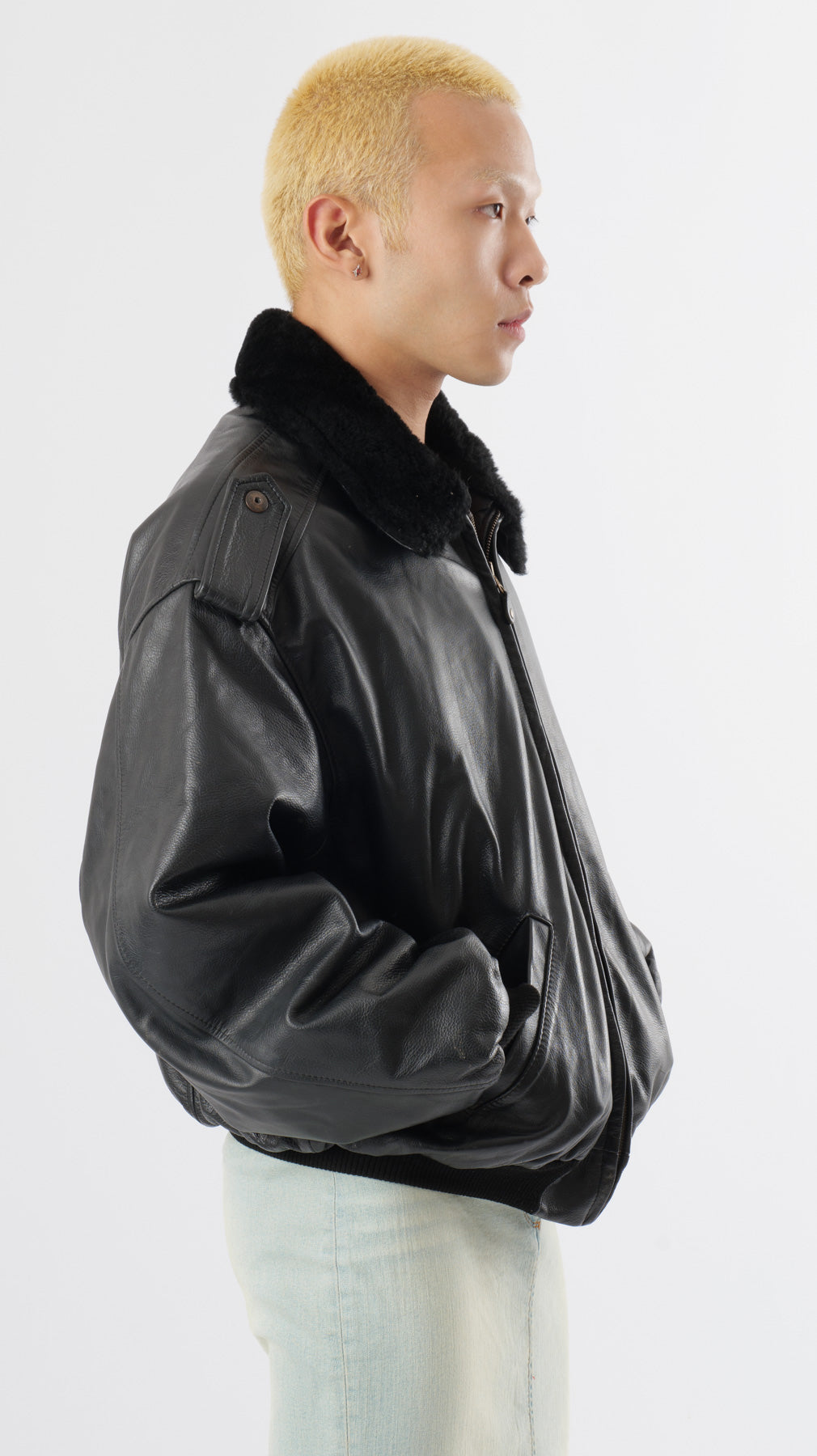 1980s Aviator Leather Cropped Jacket (M)