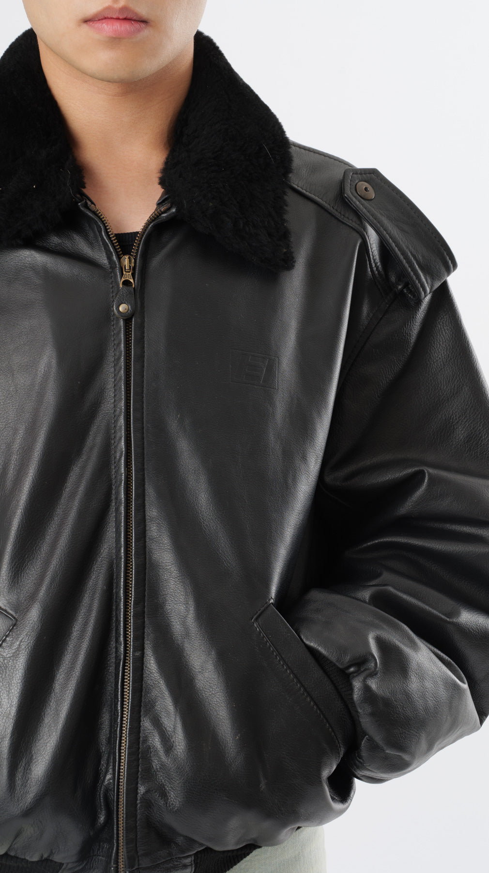 1980s Aviator Leather Cropped Jacket (M)