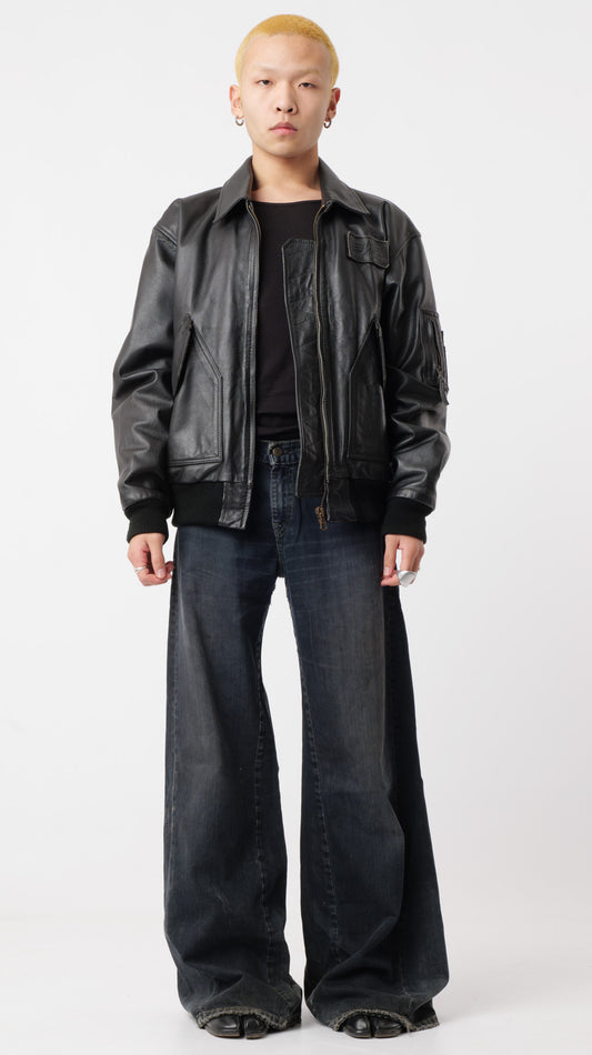 Alpha Industries Flight Leather Bomber Jacket (XL)