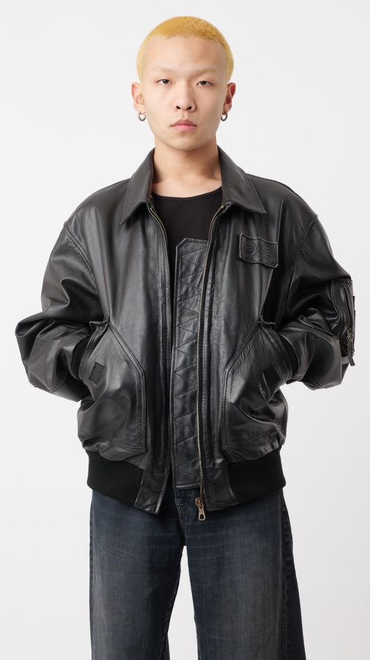Alpha Industries Flight Leather Bomber Jacket (XL)