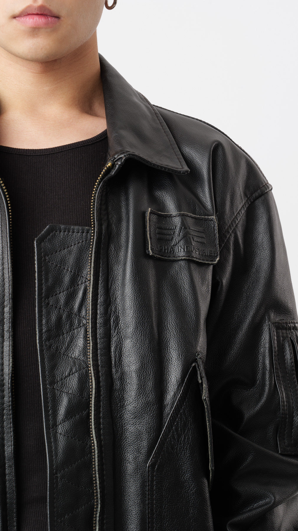 Alpha Industries Flight Leather Bomber Jacket (XL)