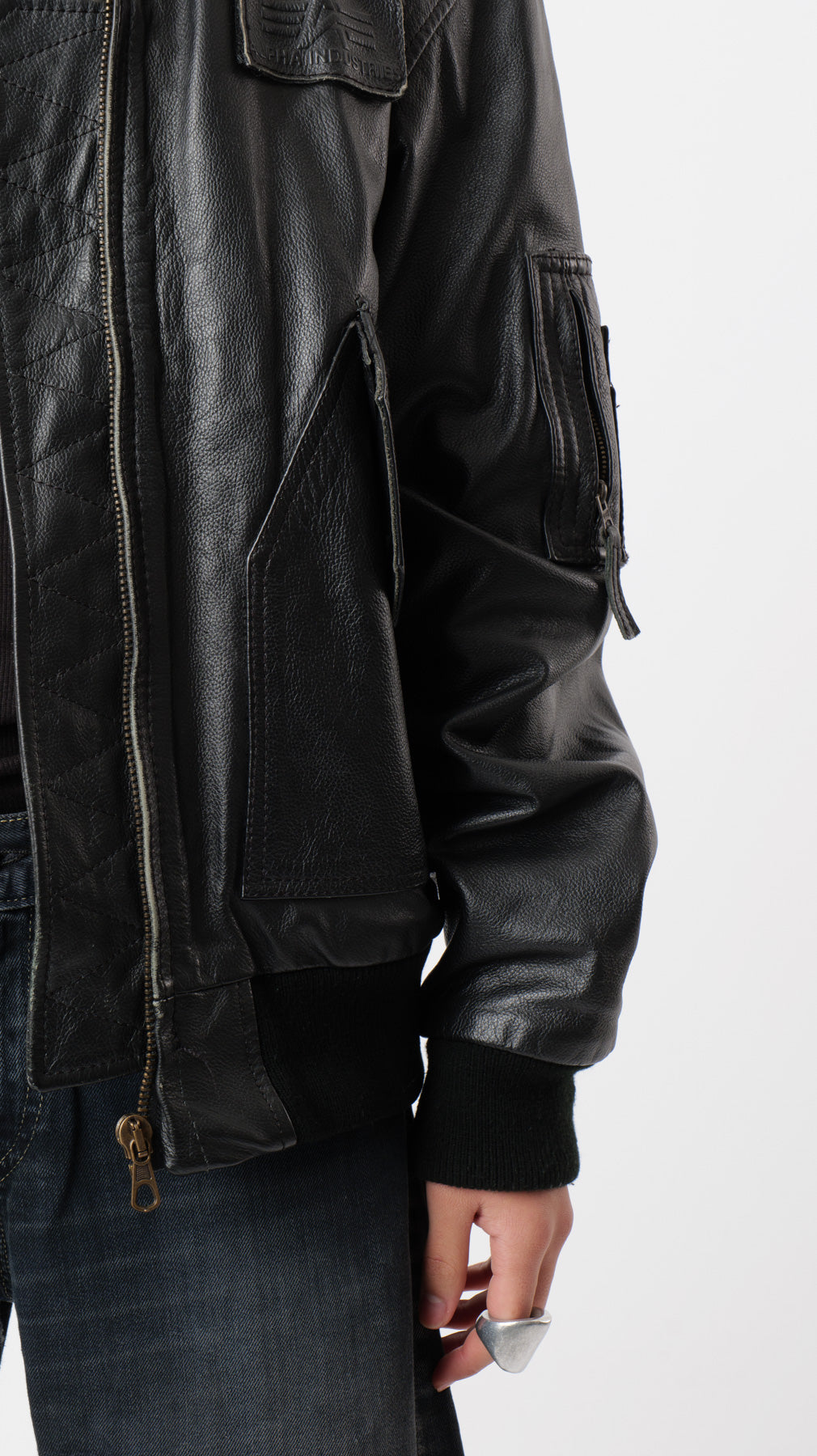 Alpha Industries Flight Leather Bomber Jacket (XL)