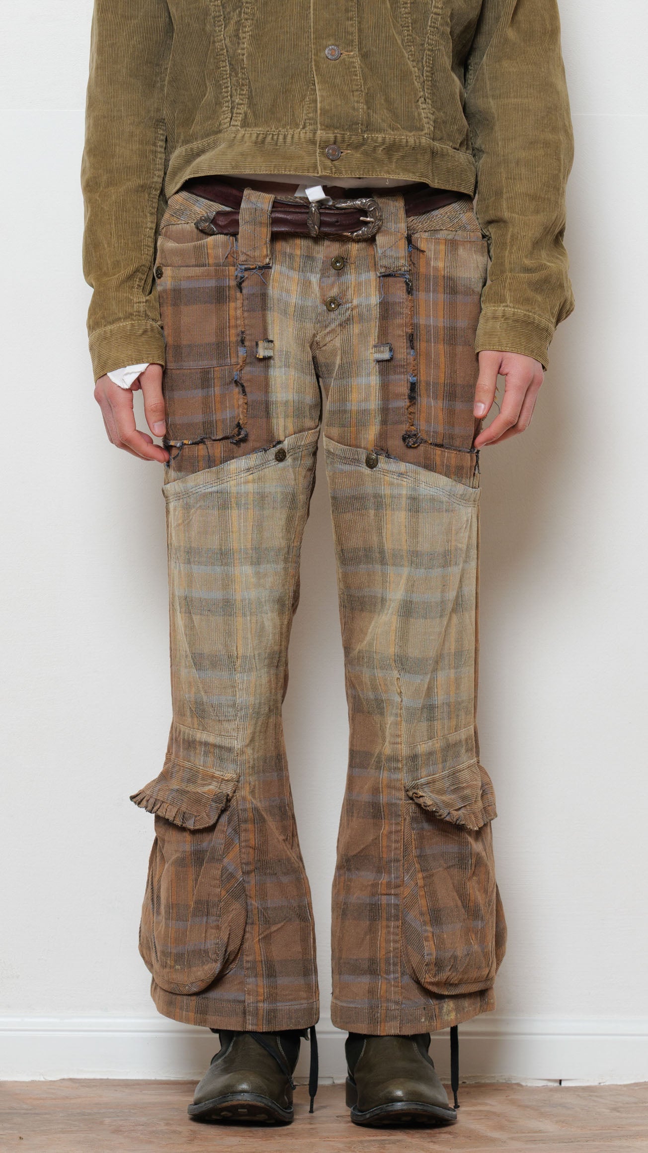 Marithé François Girbaud checkered pocket trousers
