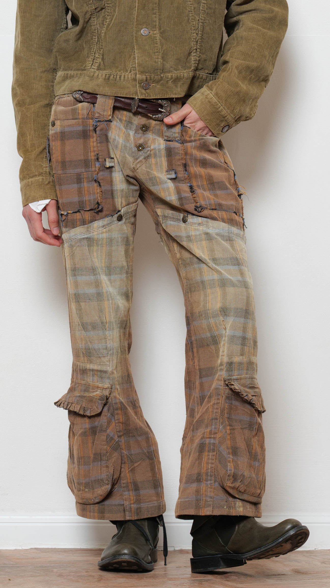 Marithé François Girbaud checkered pocket trousers