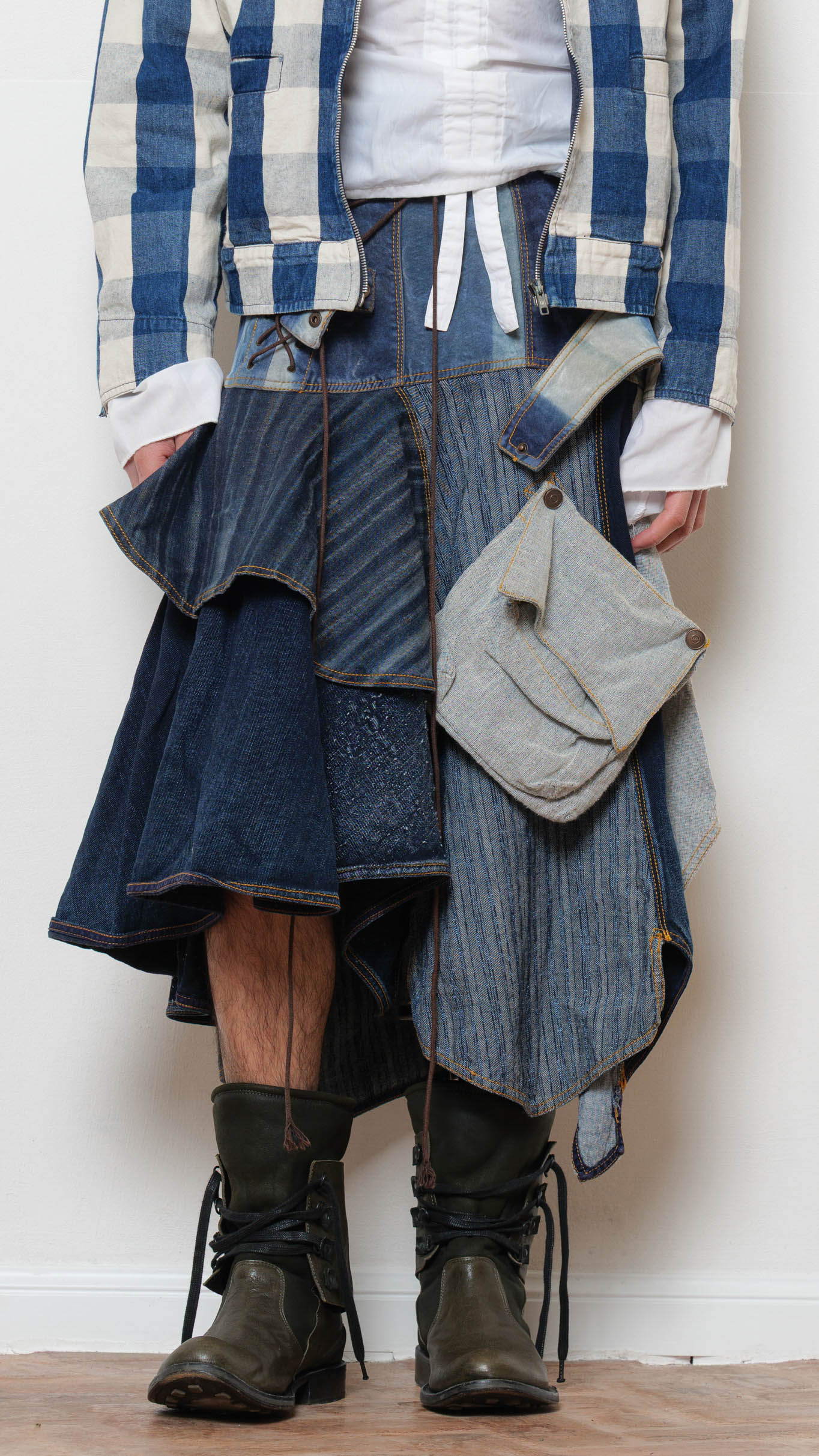2000’s Patchwork skirt denim/suede