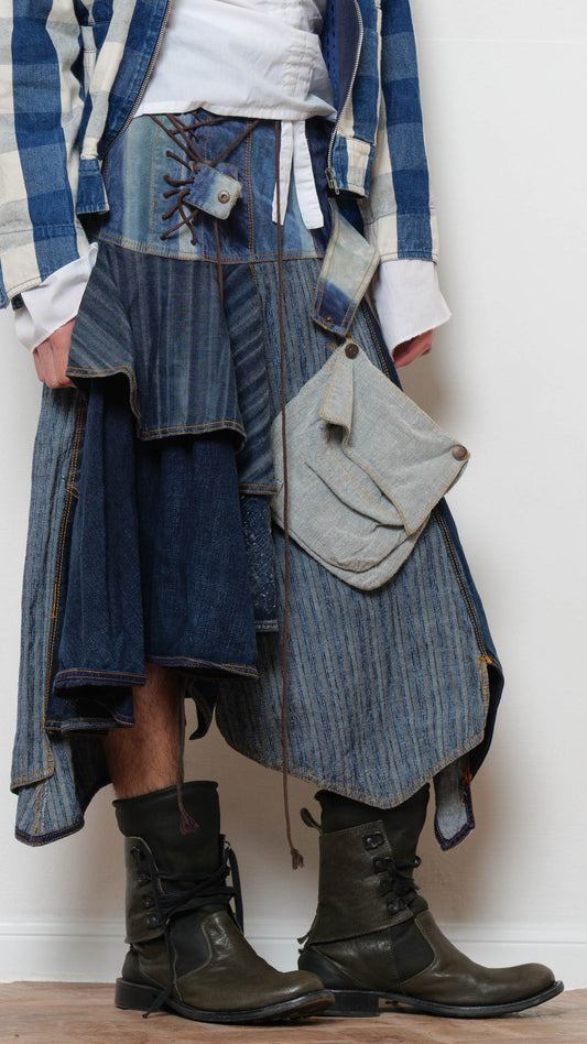 2000’s Patchwork skirt denim/suede