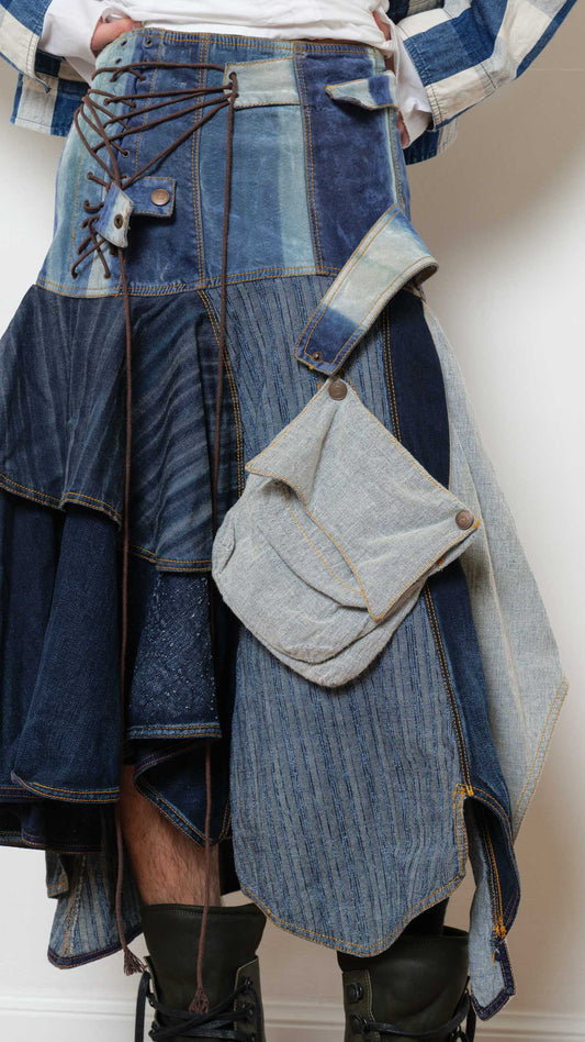 2000’s Patchwork skirt denim/suede