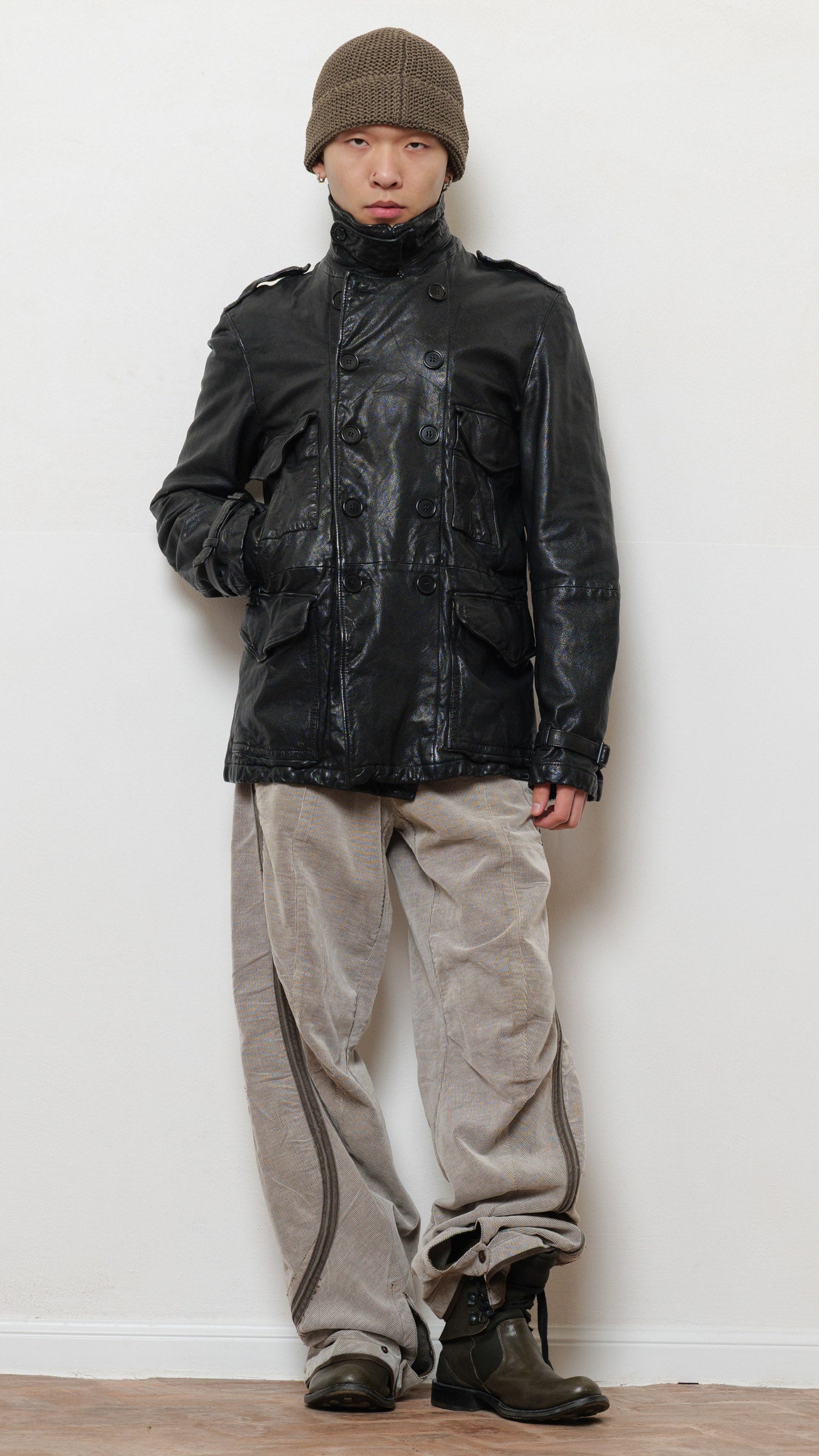 C.P Company black leather coat