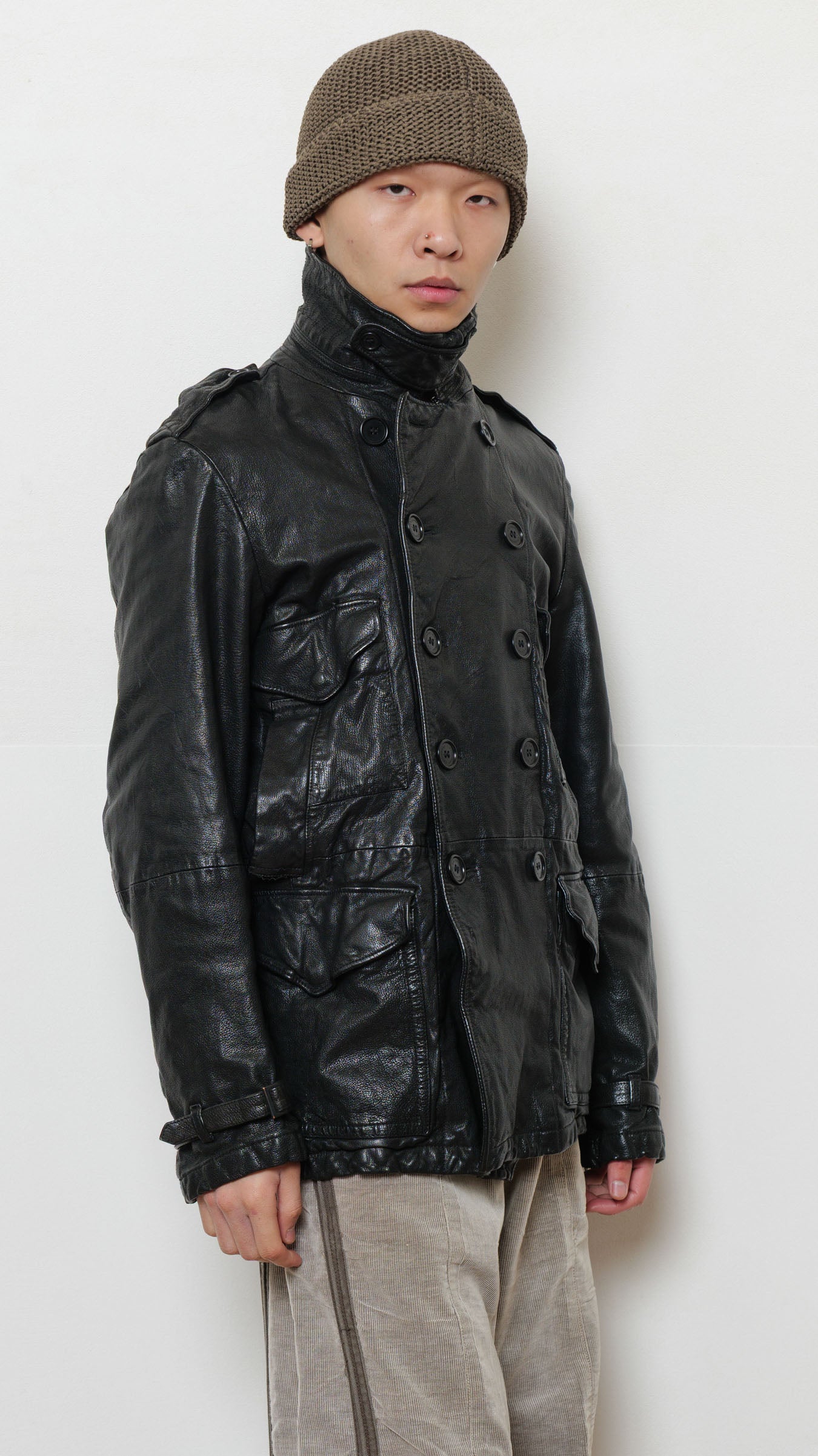 C.P Company black leather coat