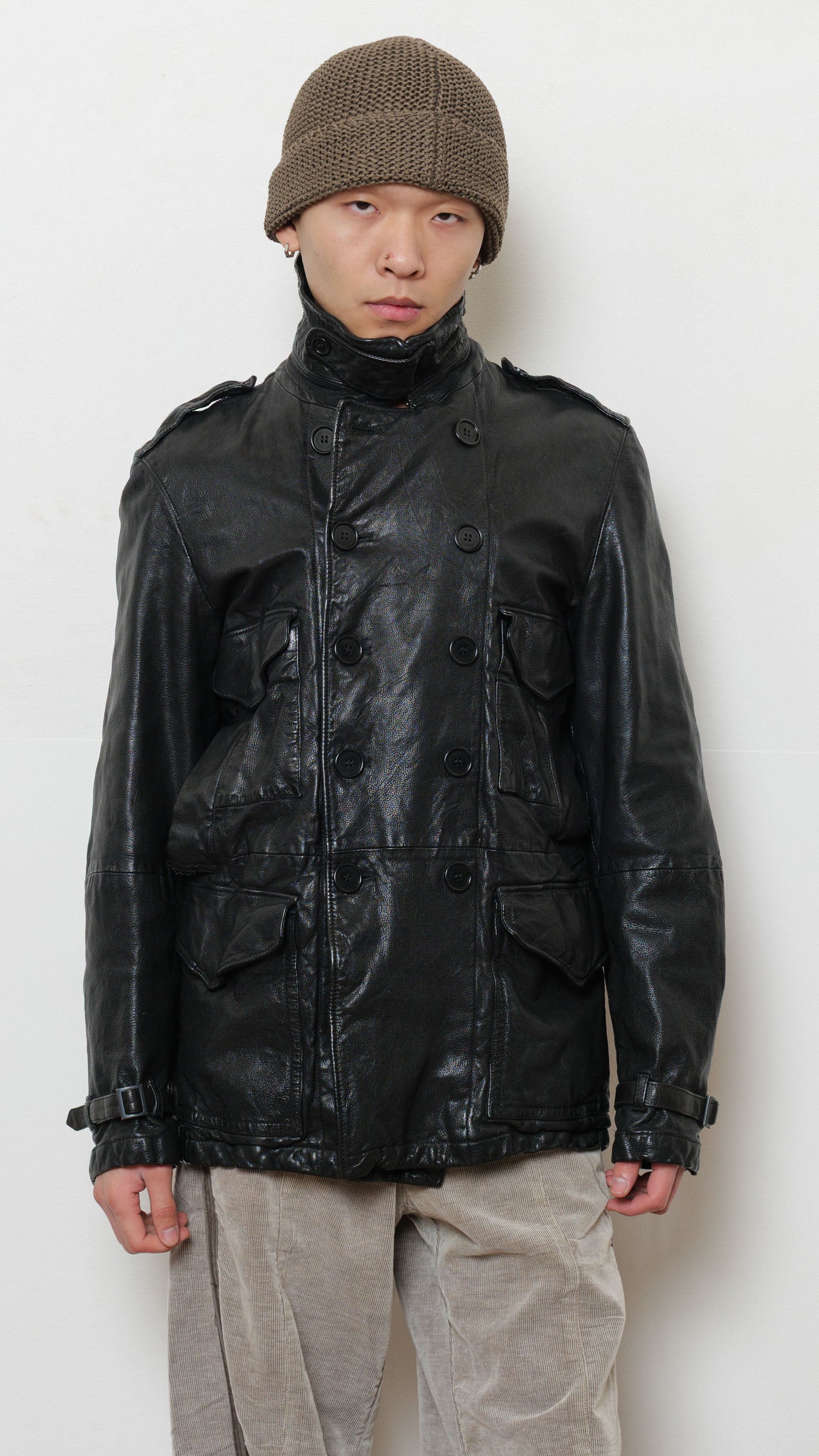 C.P Company black leather coat