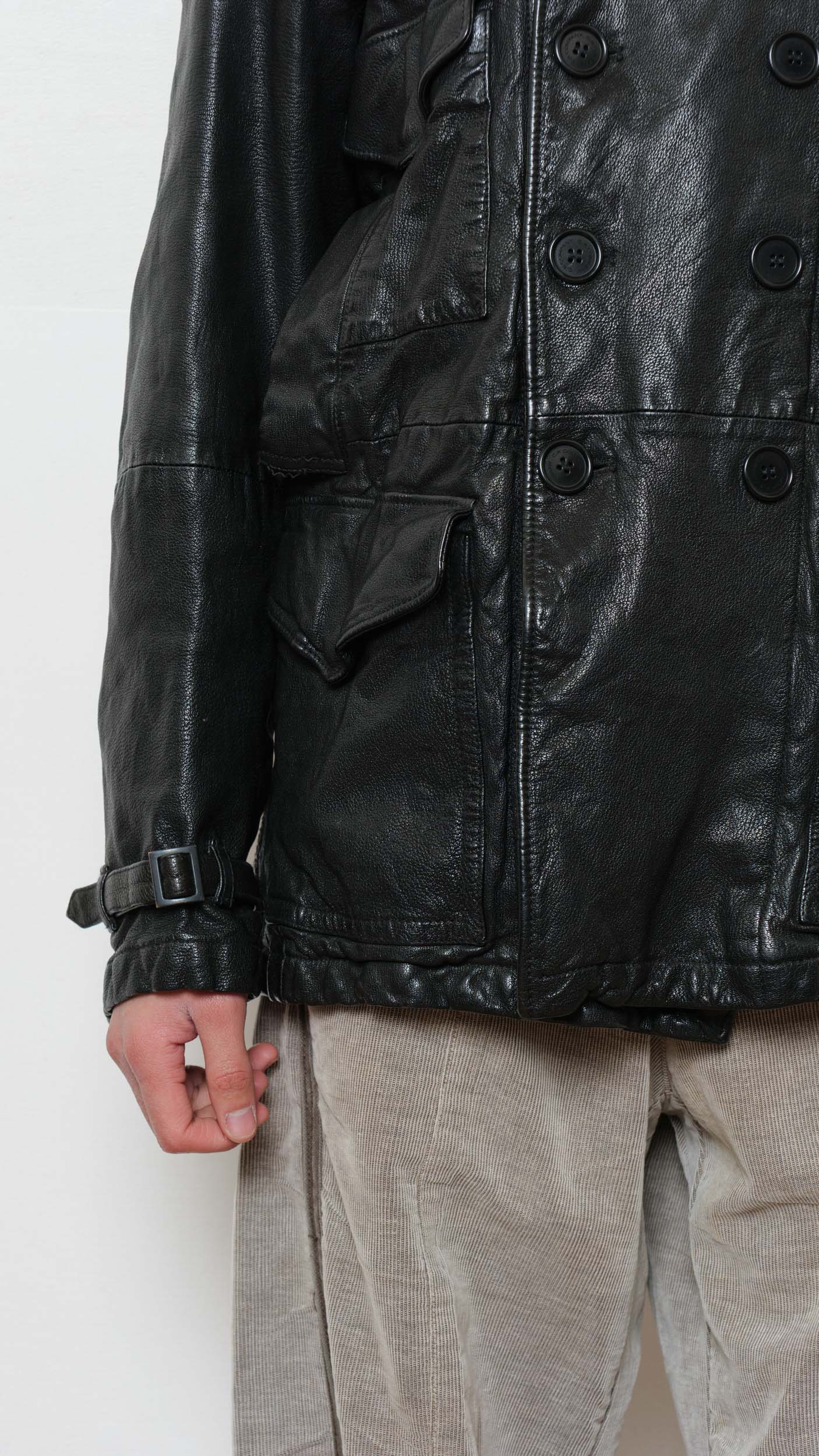 C.P Company black leather coat