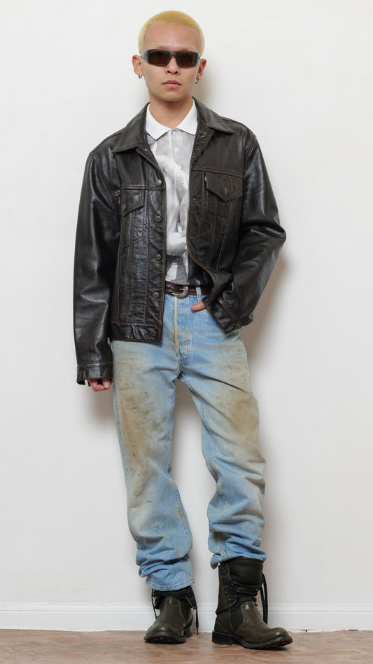 Levi’s western wear leather trucker jacket