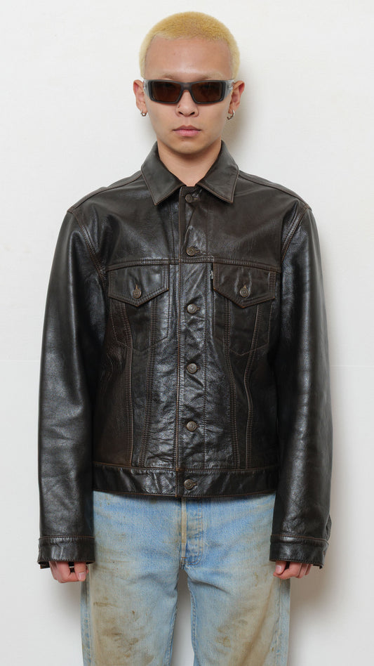 Levi’s western wear leather trucker jacket