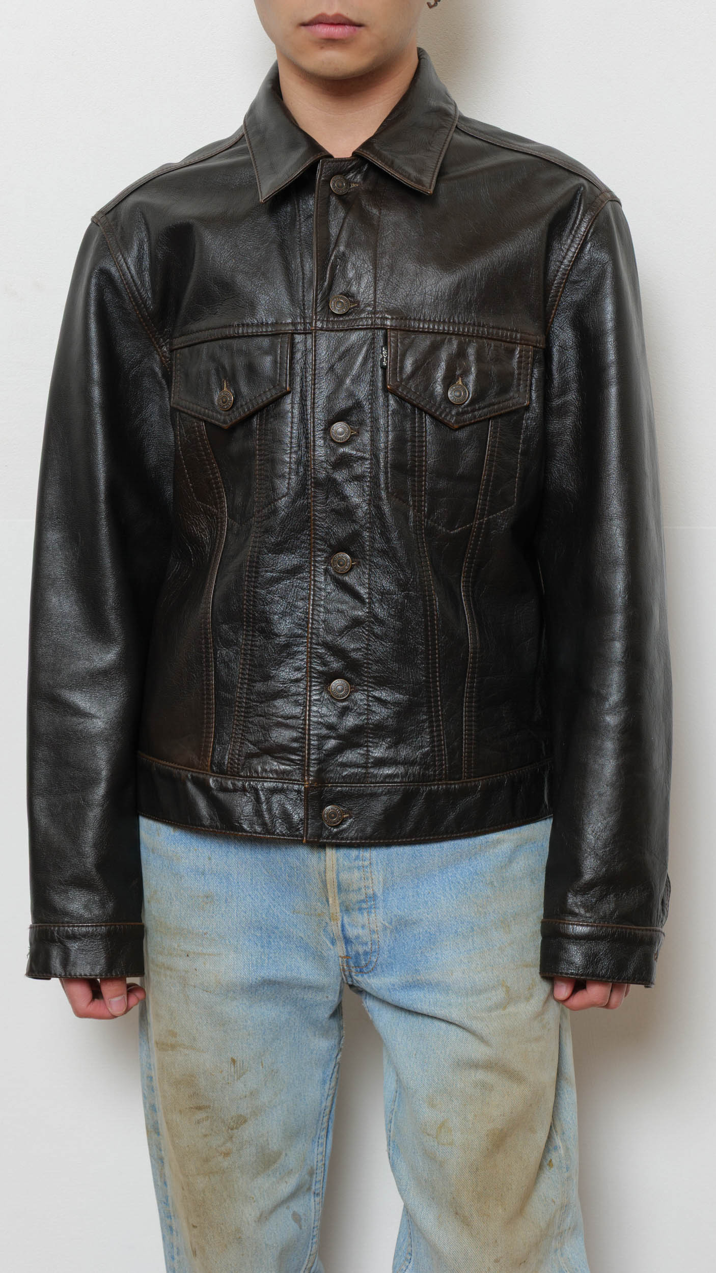 Levi’s western wear leather trucker jacket