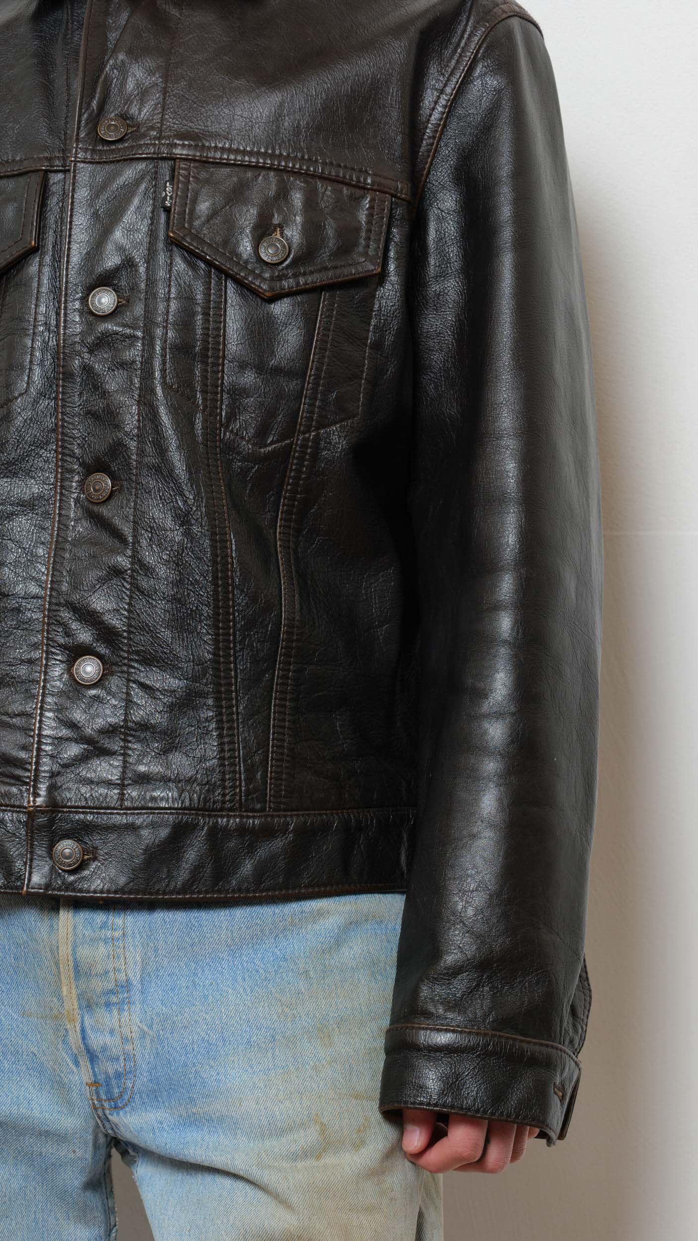 Levi’s western wear leather trucker jacket