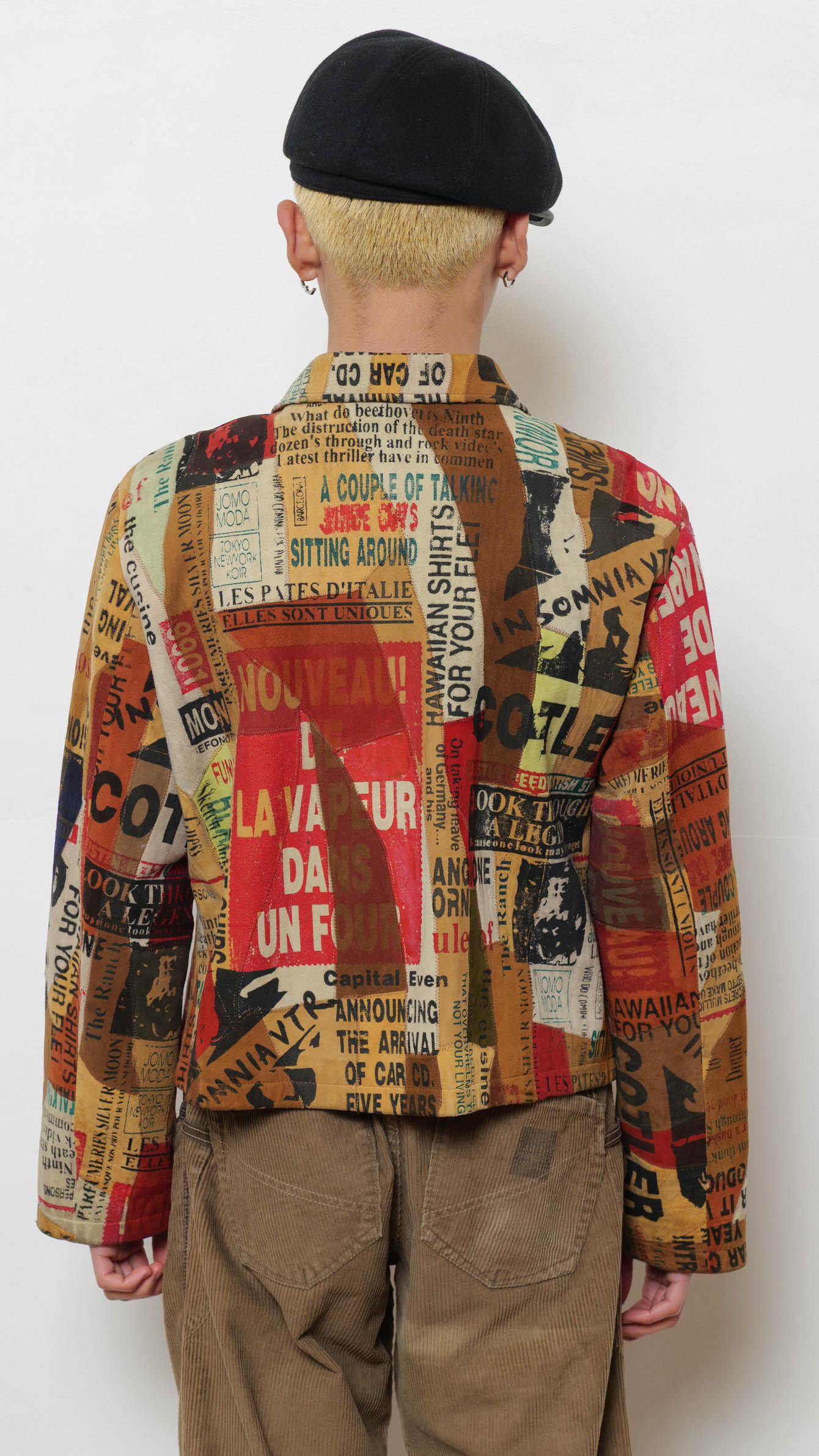 1990’s suede goatskin newspaper motif jacket