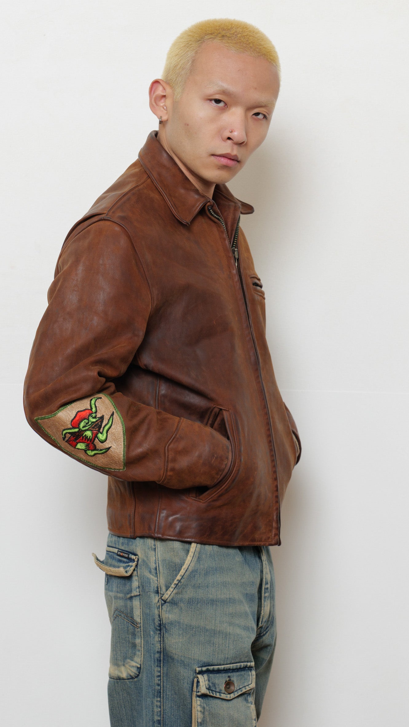 1980’s leather patch Made in usa jacket