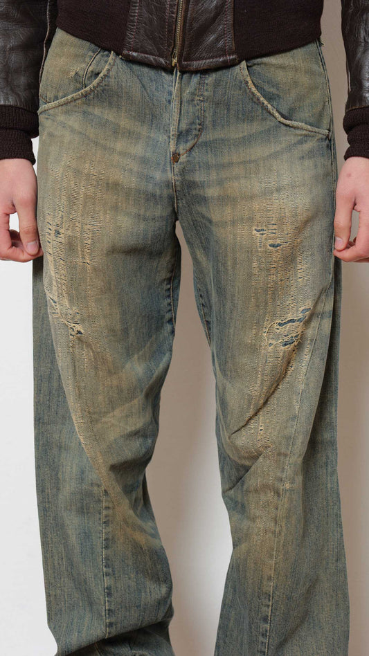 Levi’s engineered distressed sand wash jeans
