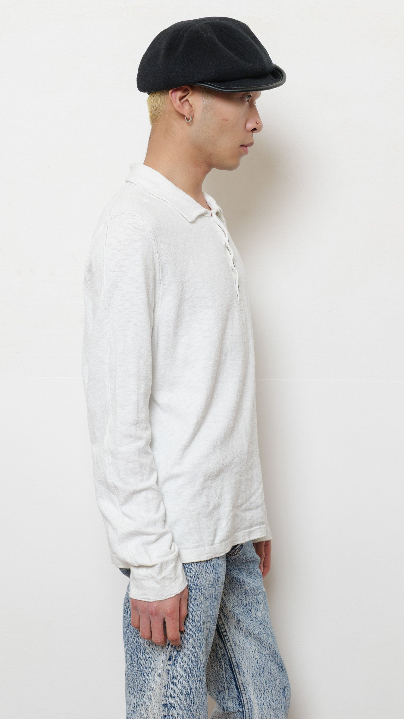 Stone Island white cotton slub longsleeve