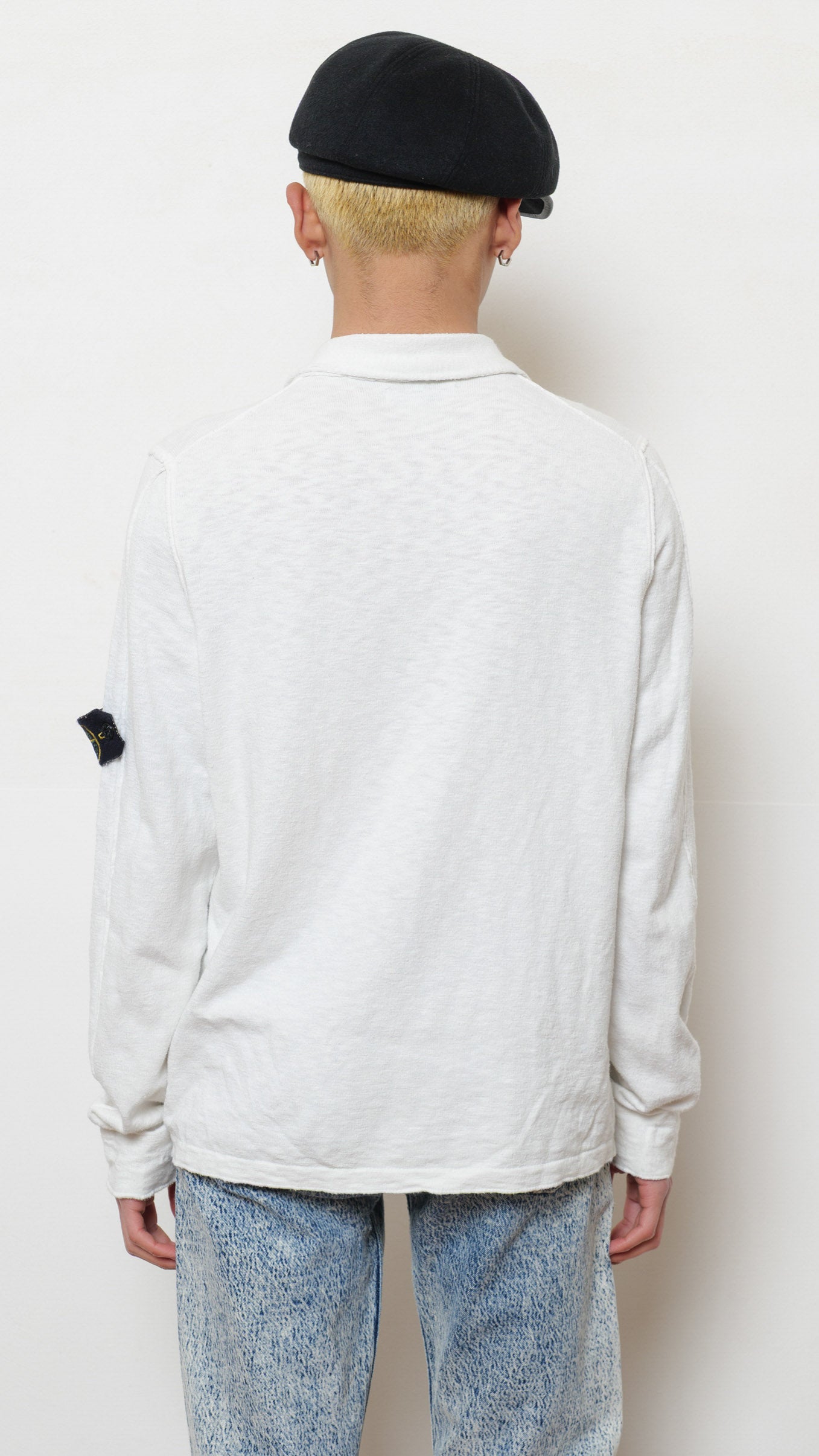 Stone Island white cotton slub longsleeve