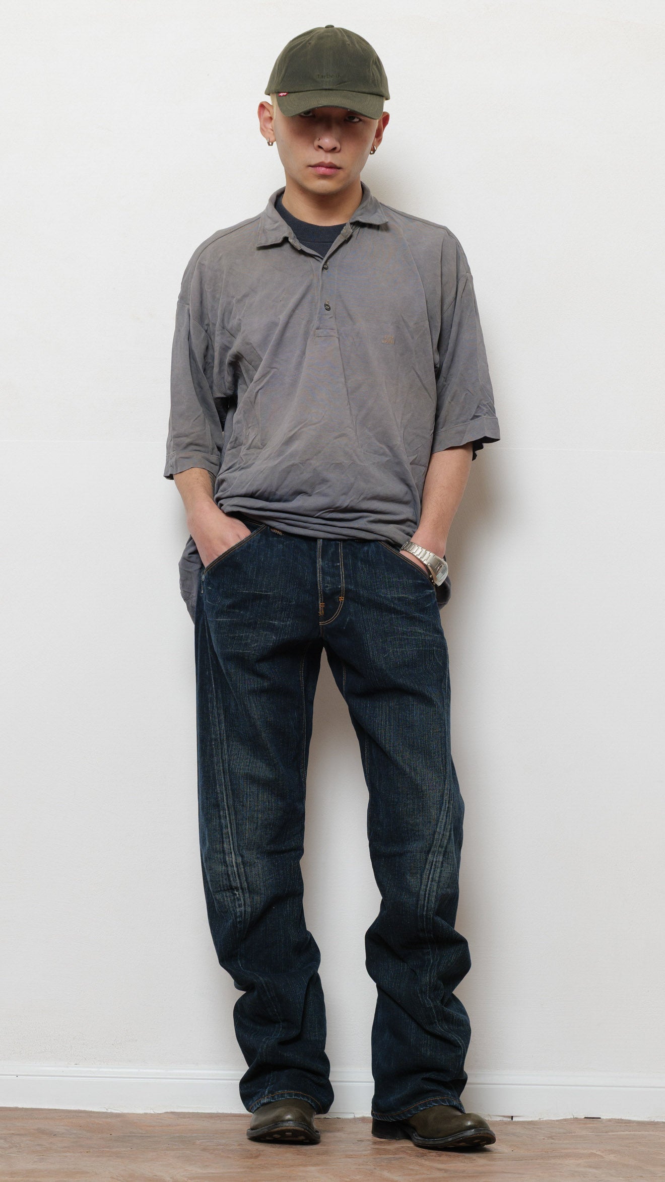 C.P Company faded distressed polo
