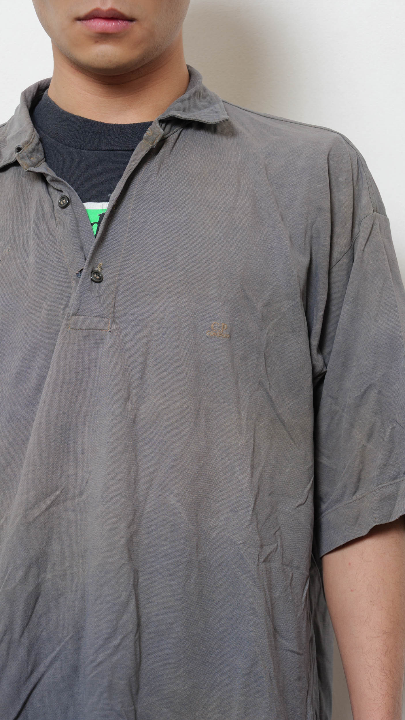 C.P Company faded distressed polo