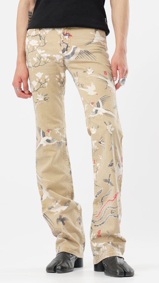 JUST CAVALLI 2000s ORIENTAL PRINTED TROUSERS (w27)