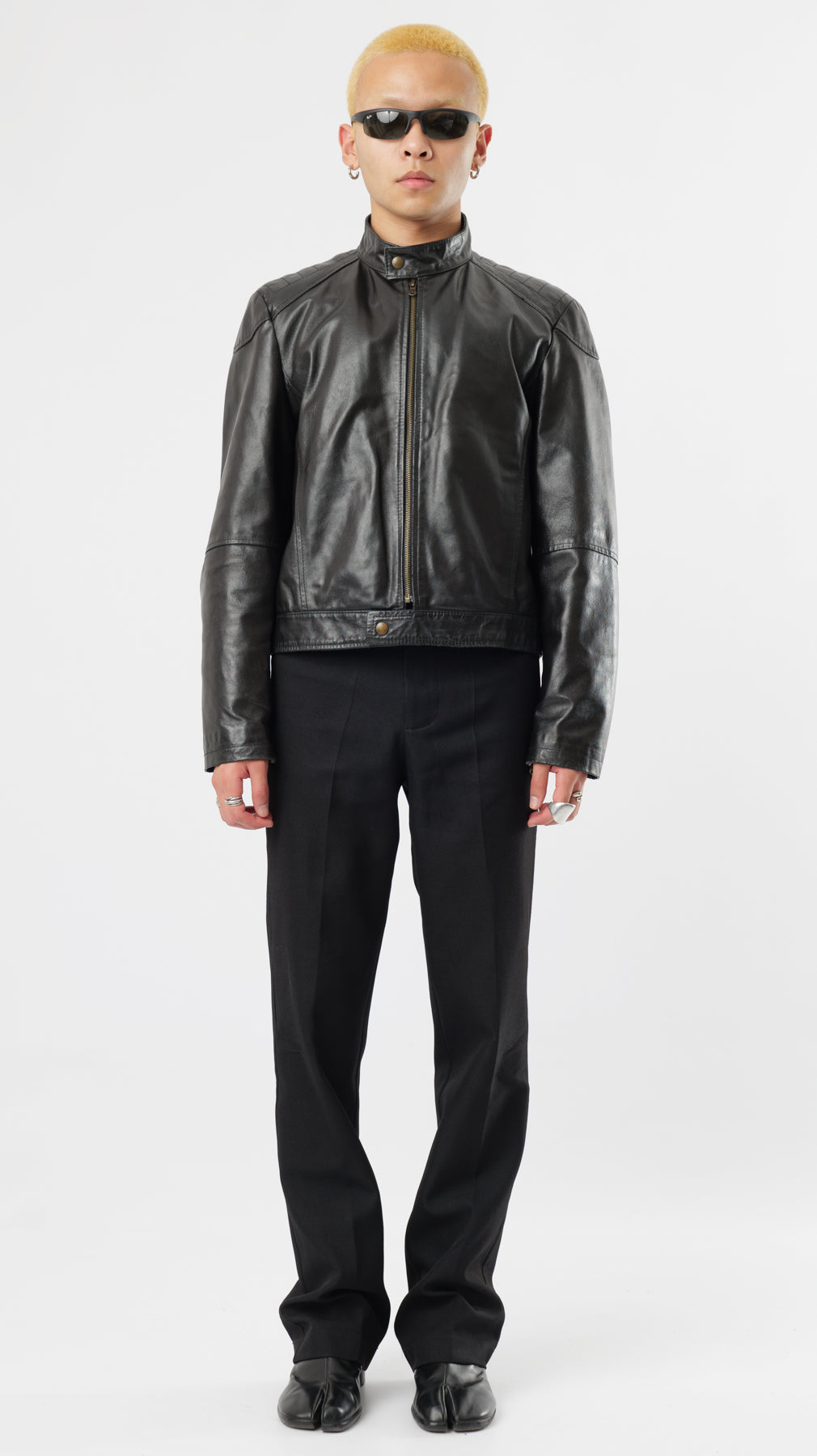 1990s BLACK RACING LEATHER JACKET (M)