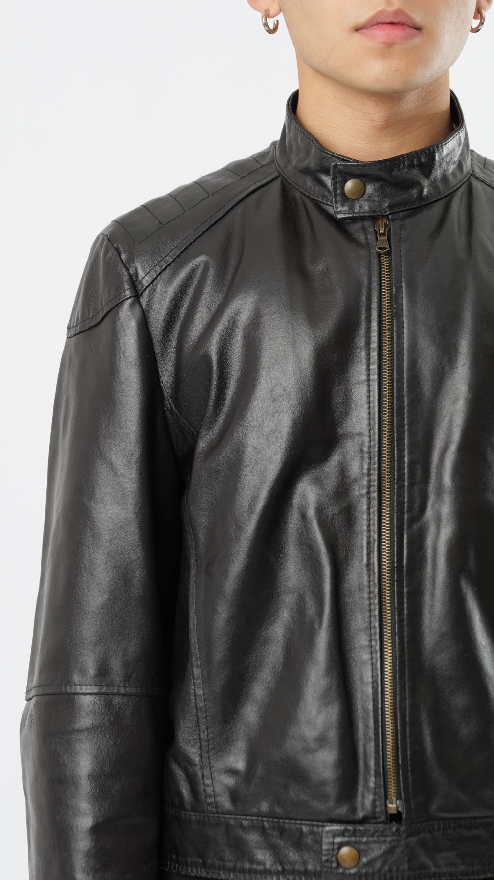 1990s BLACK RACING LEATHER JACKET (M)