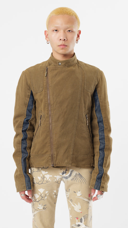 JUST CAVALLI COTTON/DENIM BIKER JACKET (L)