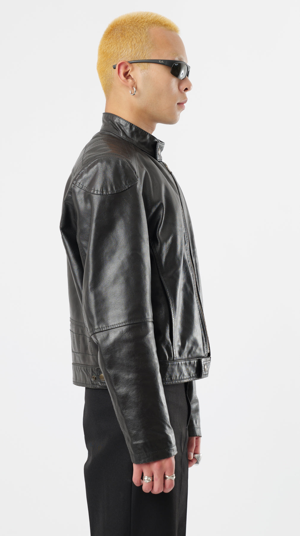 1990s BLACK RACING LEATHER JACKET (M)