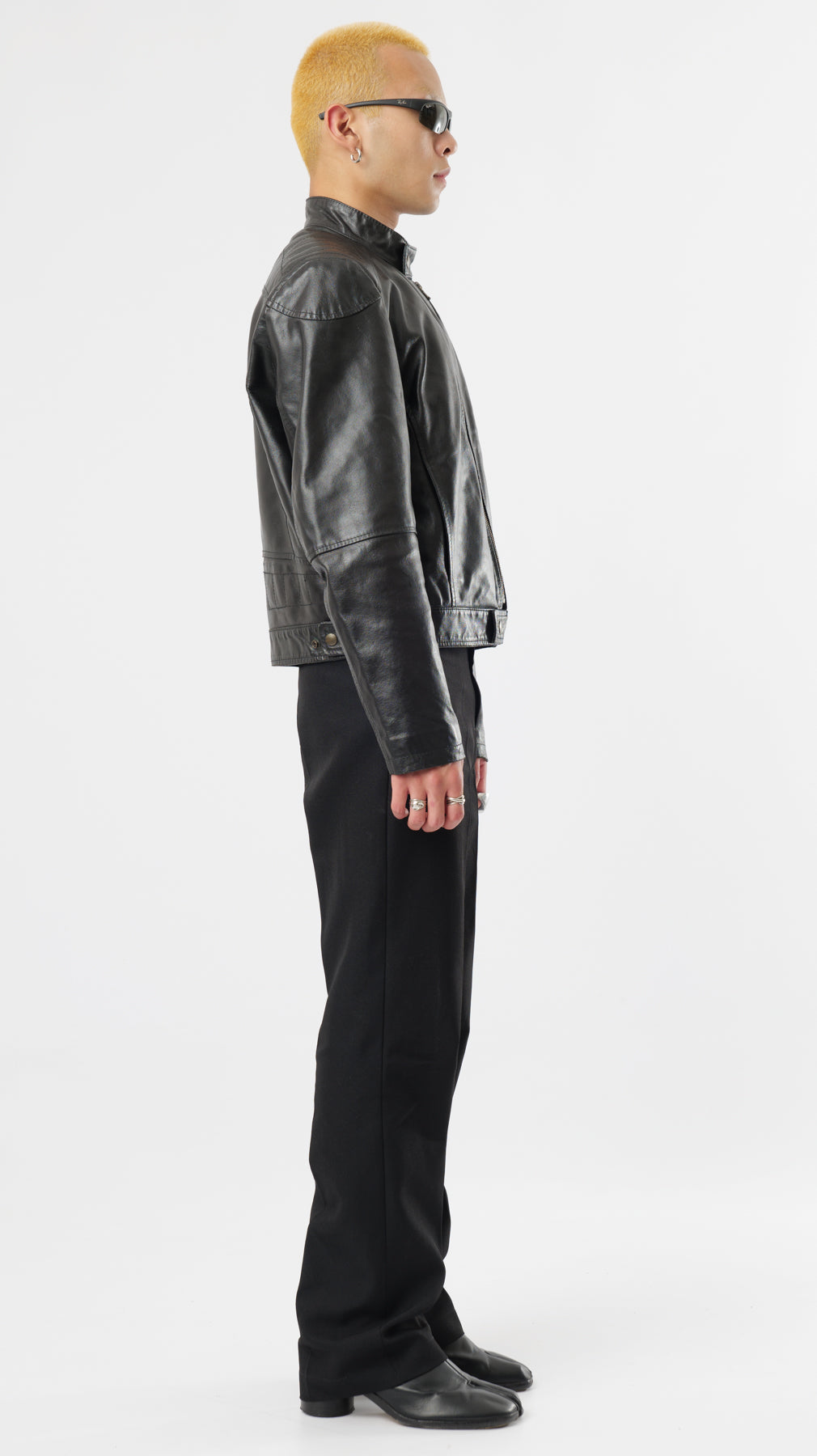 1990s BLACK RACING LEATHER JACKET (M)