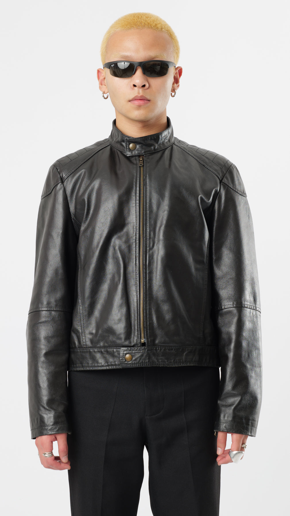 1990s BLACK RACING LEATHER JACKET (M)
