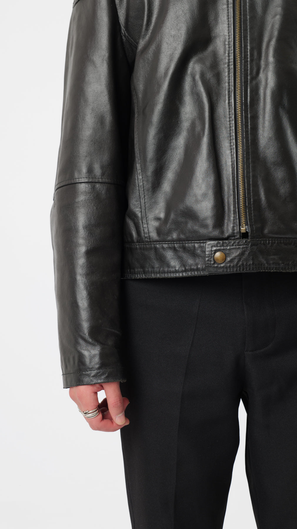 1990s BLACK RACING LEATHER JACKET (M)