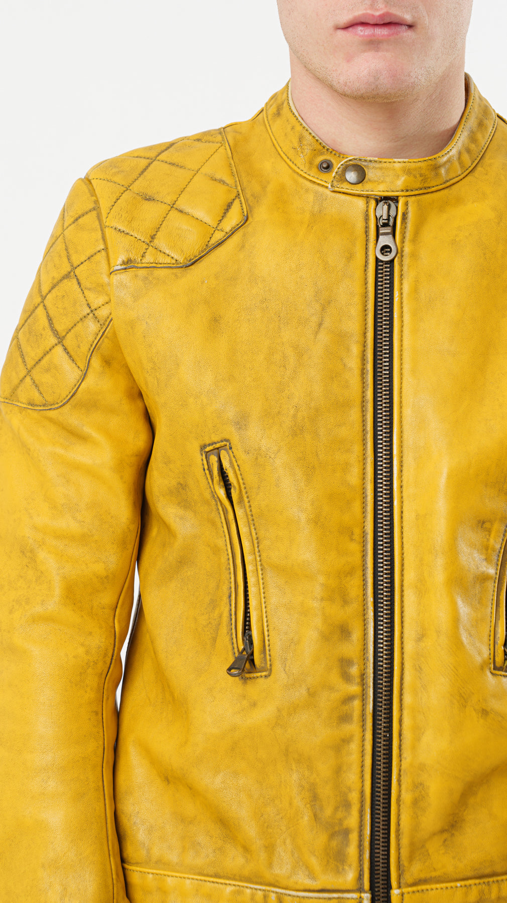 BIKER YELLOW LEATHER JACKET (M)