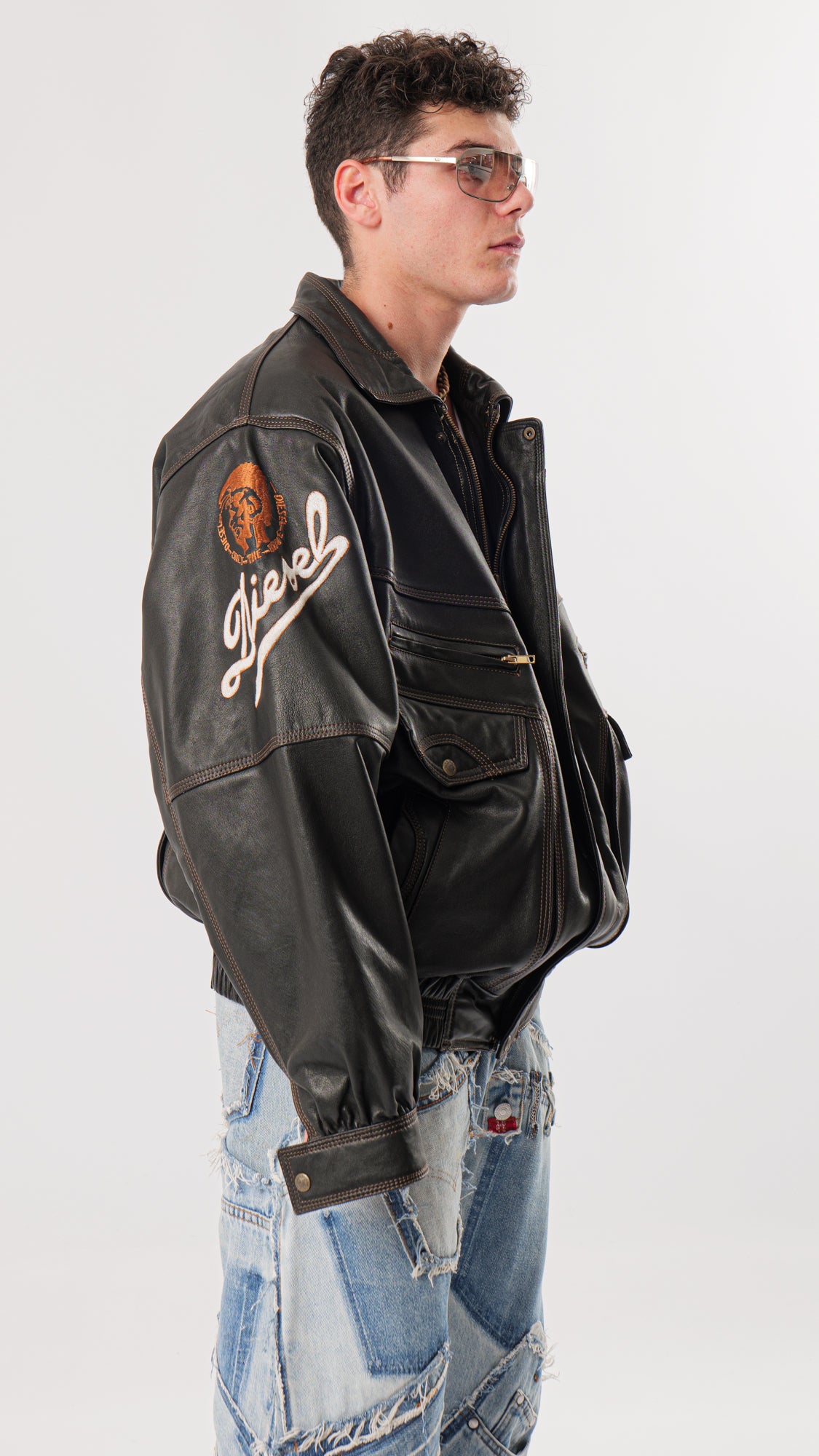 1990s DIESEL LEATHER JACKET (L)