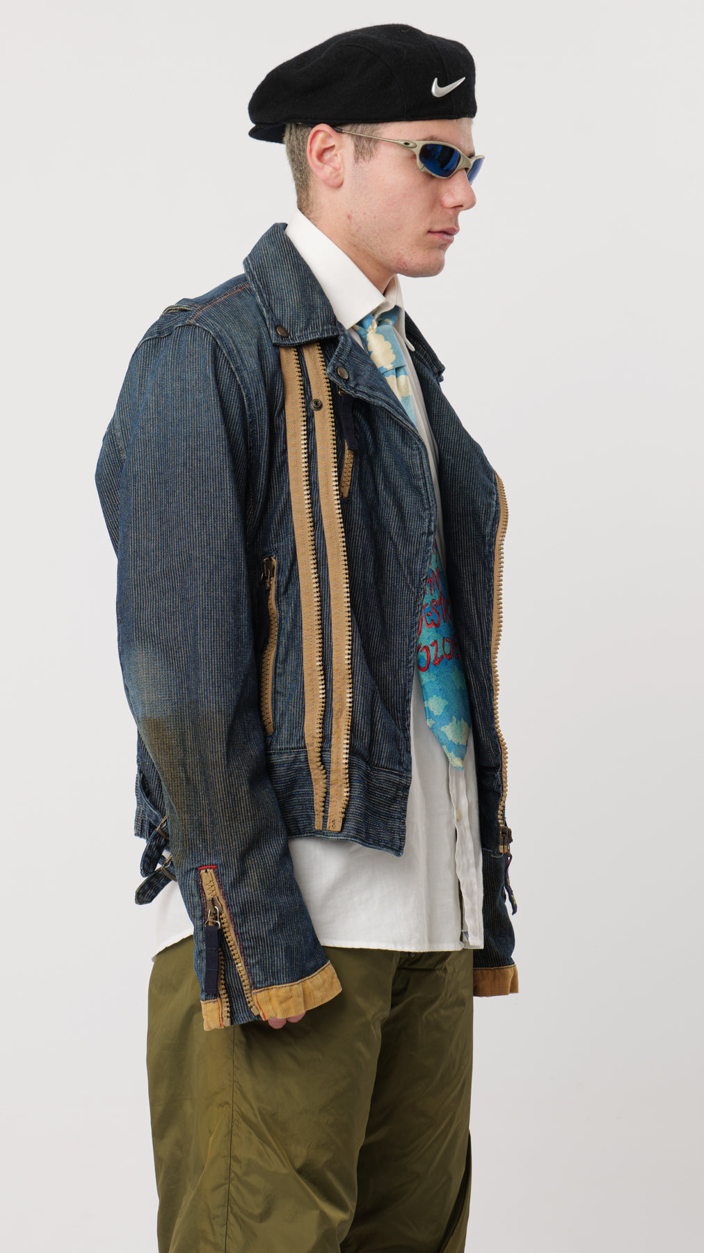 DIESEL 1990s DENIM ZIPPED BIKER (M)