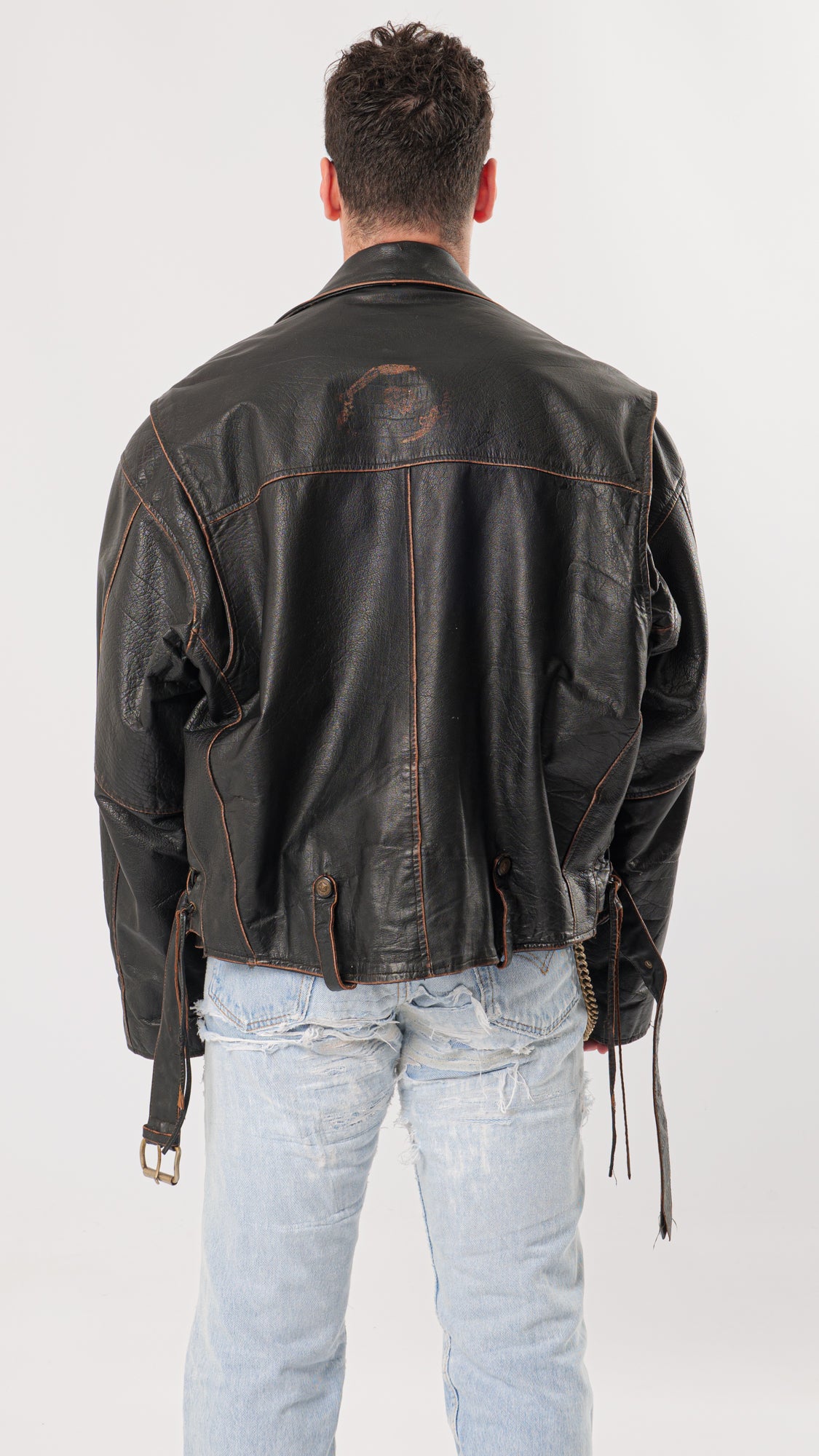 1980s OVERSIZED RIDER LEATHER JACKET (L/XL)