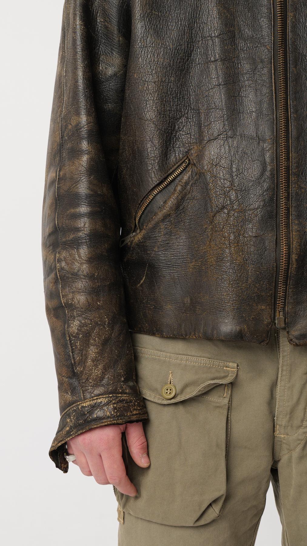 1950s DISTRESSED LEATHER JACKET (M)