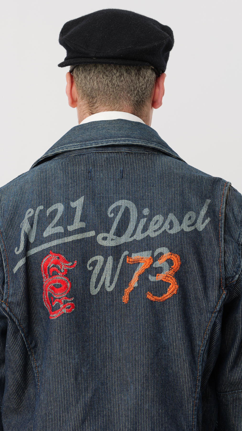 DIESEL 1990s DENIM ZIPPED BIKER (M)