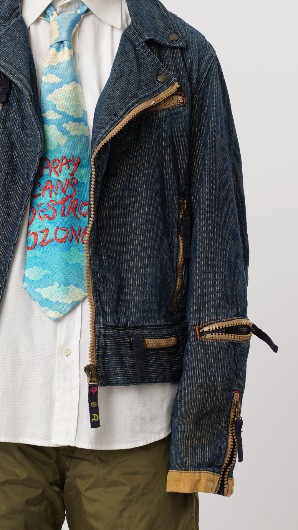 DIESEL 1990s DENIM ZIPPED BIKER (M)